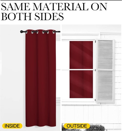 NICETOWN Burgundy Red Blackout Curtains - Thermal Insulated Drapes for Bedroom | 78" Length, 42" Wide, 2 Panels