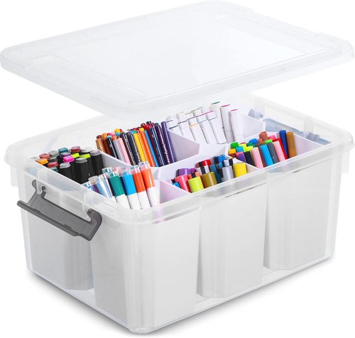 Citylife 17 QT Clear Plastic Storage Bins - Stackable Multipurpose Containers for Organizing Tools, Crafts & More