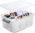 Citylife 17 QT Clear Plastic Storage Bins - Stackable Multipurpose Containers for Organizing Tools, Crafts & More