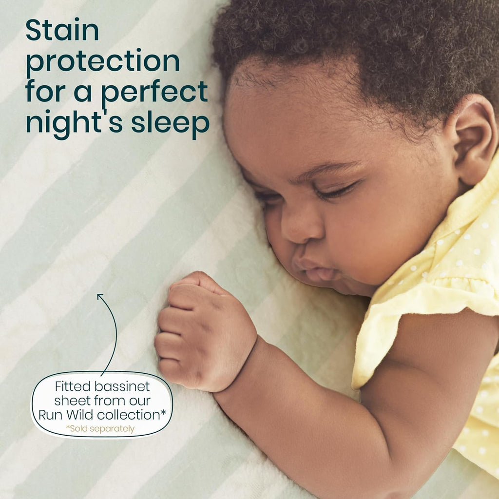 Tutti Bambini 100% Waterproof Bassinet Mattress Protector - Premium 100% Cotton Bassinet Mattress Pad Cover, Soft & Breathable, Machine Washable, Compatible with CoZee® Bassinets (31.8 x 20 in)