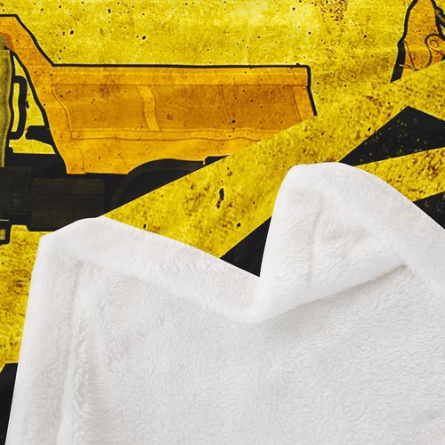 Erosebridal Excavators Flannel Blanket Equipment Trucks Sherpa Blanket Construction Tractor Throw Blanket, Yellow Vehicle Fuzzy Blanket for Kids Boys Teens, Kids Car Theme Room Throw Size