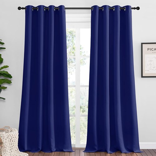 NICETOWN Navy Blue Blackout Curtains - Thermal Insulated 90-Inch Drapes for Large Windows | 2 Panels, 55" Wide