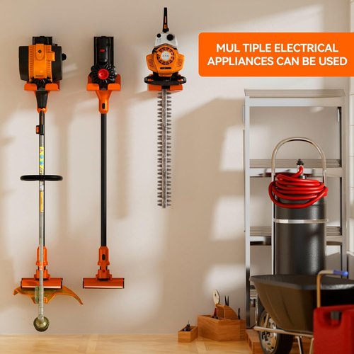JNIHEEP Garage Organizer - Wall-Mounted Trimmer Rack for Garden Tools | 3-Pack in Orange
