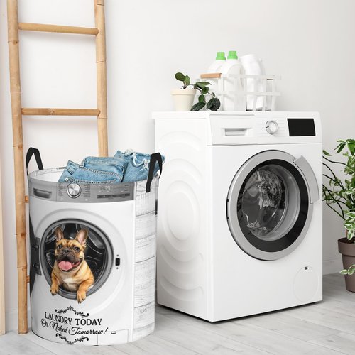 Funny Bulldog Laundry Basket Foldable Waterproof Oxford Cloth Animal Dog Laundry Hamper Clothes Storage Bucket Toy Organizer For Bathroom Bedroom Storage Basket 16.5"x18.9"