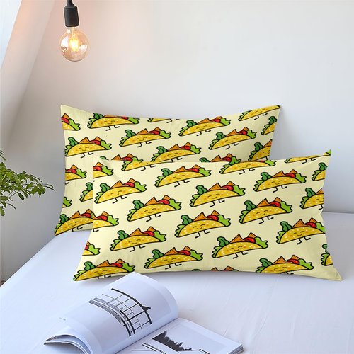 CCoutueChen Kids Sandwich Comforter Set Twin Size, Yellow Food Bedding Set for Cute Cartoon Children Bedroom Decor, 68'' x 86''