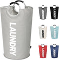 DOKEHOM 90L Large Laundry Basket - Collapsible Freestanding Hamper in Grey for Easy Storage