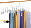 Skiennix Legging Organizer - 360° Swivel Space-Saving Metal Hangers with 20 Clips | White