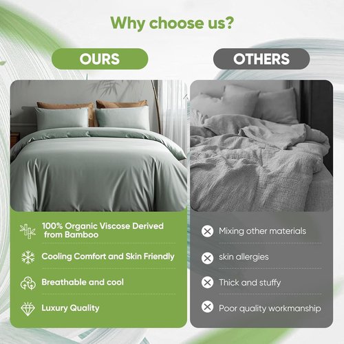 TWK Luxury Sheet Set, Genuine 100% Organic Viscose Derived from Bamboo, Cooling & Breathable, Silky Soft, Bedding Sheets & Pillowcases (Sea Glass, King)