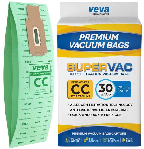 30 Pack Type CC Vacuum Bags for Oreck XL, XL5, XL7, XL21, 2000, 3000, 4000, 7000, 8000, 9000 Upright Vacuum Cleaner, Hypo-Allergenic Bags