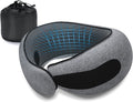 Skiennix Memory Foam Neck Travel Pillow - Ergonomic Comfort for Airplanes & Car Rides | Compact Grey Design