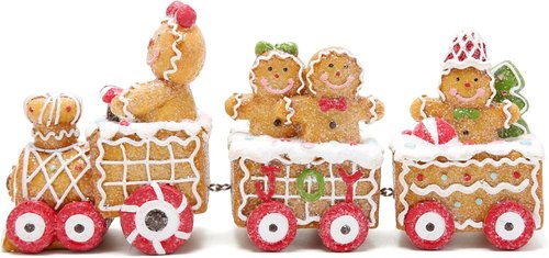Hodao Christmas Decorations - Cute Gingerbread Man Train Figurines for Tabletop Centerpiece | Winter Home Decor