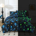 Aqzuxira Glow in The Dark Kids Comforter Set, 5 Pieces Blue Space Bedding Set Twin Size for Boys Girls Teen, 1 Comforter, 1 Pillowcase, 1 Pillow Sham, 1 Flat Sheet, 1 Fitted Sheet