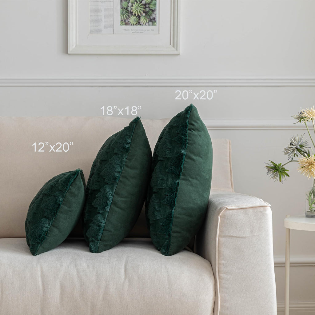 SHITURRE Christmas Tree Decorative Throw Pillow Covers Set of 2 Packs, Soft Fluffy Pillowcases for Home Décor, Boho Pillow Covers for Couch Bedroom(Green-Tree, 20"x20")