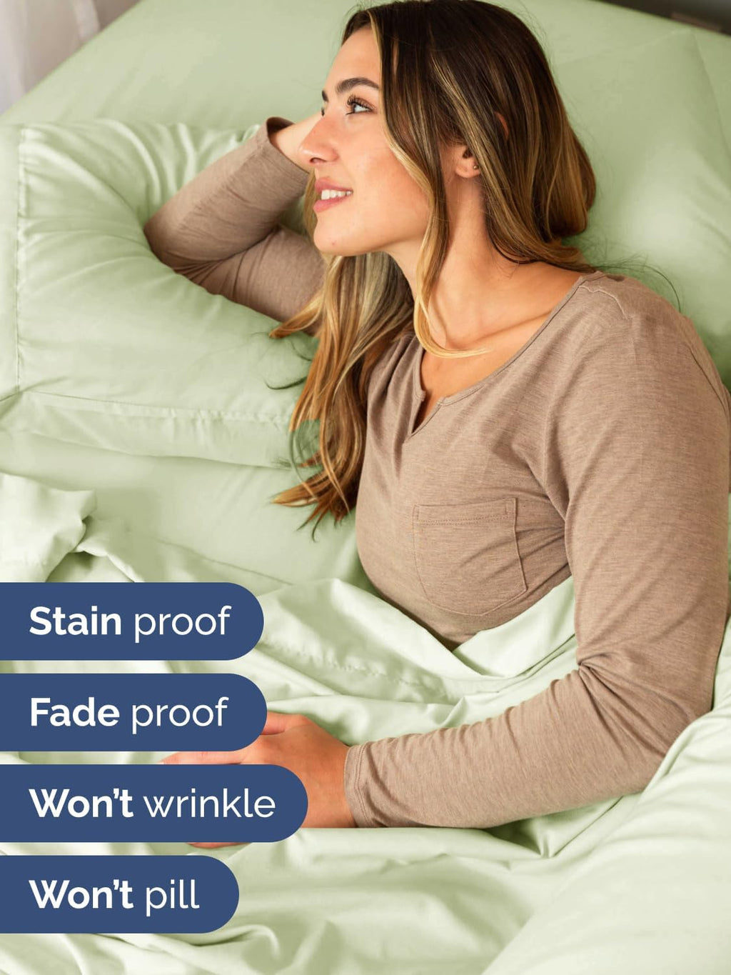 Skiennix Extra Deep Cal King Sheet Set | 6-Piece Breathable Cooling Bedding - Soft, Wrinkle-Free Light Sage