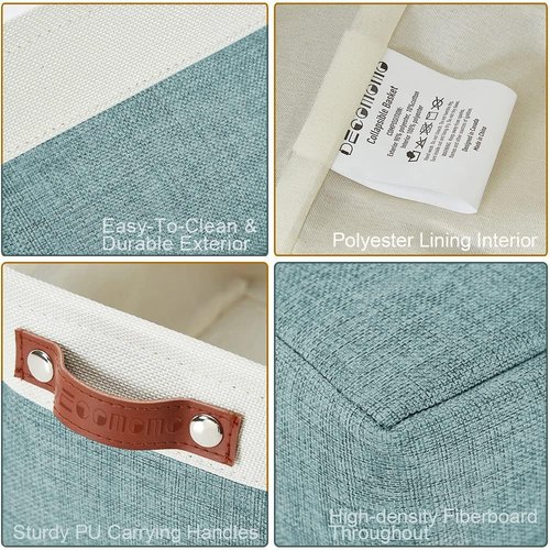 DECOMOMO Small Storage Baskets - Teal & White Closet Organizing Bins | 6 Pack for Efficient Shelving