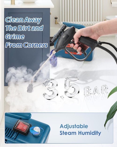 High Pressure Steam Cleaner - 1700W Handheld Steamer for Grout & Tile Cleaning | Portable Car Washer