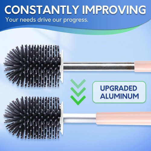 BOOMJOY Toilet Brush Set - Silicone Toilet Bowl Cleaner with Tweezers for Easy Bathroom Cleaning | Pink