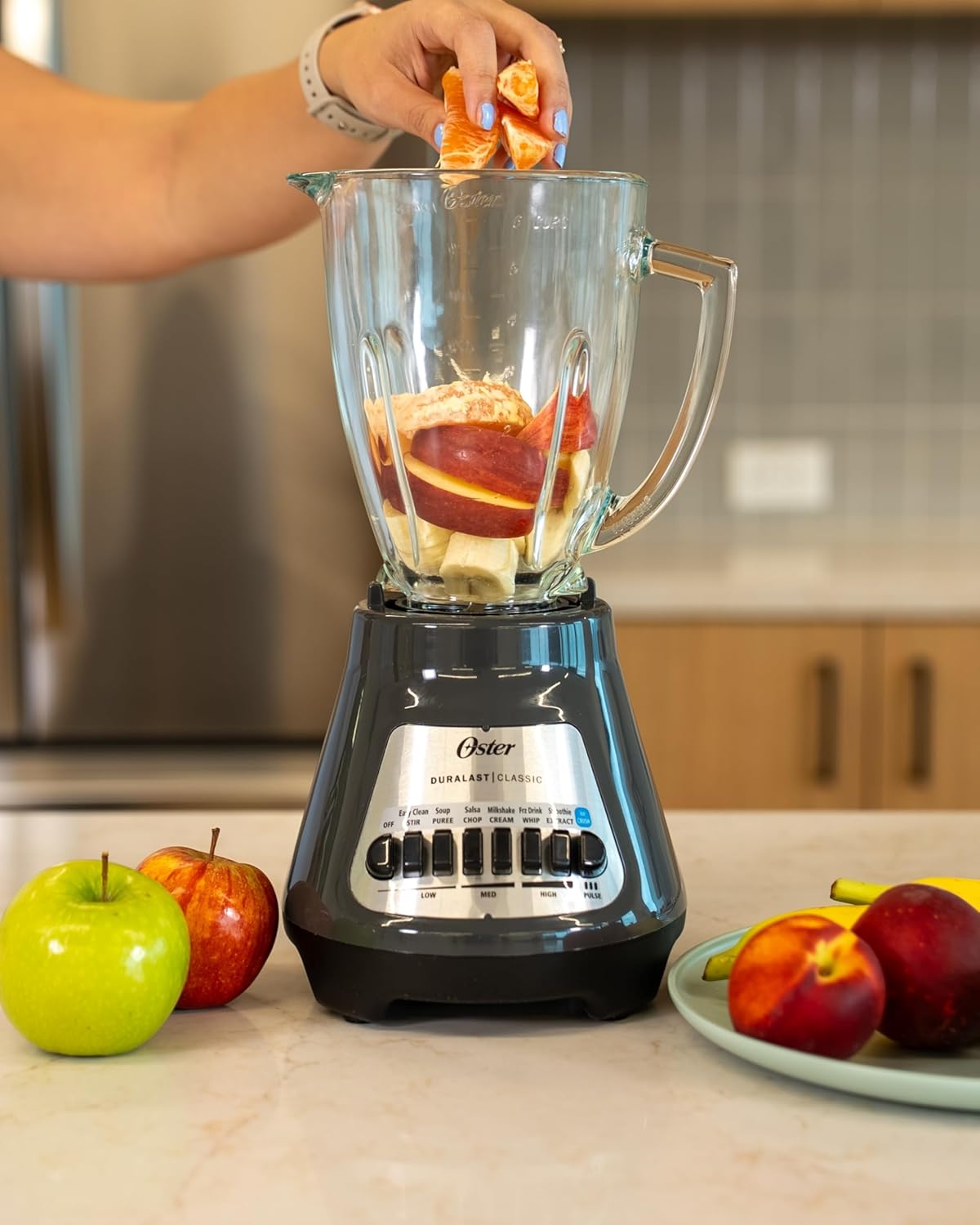 Oster® Classic Series 8-Speed Blender - Versatile 6-Cup Glass Jar - Sleek Gray Design