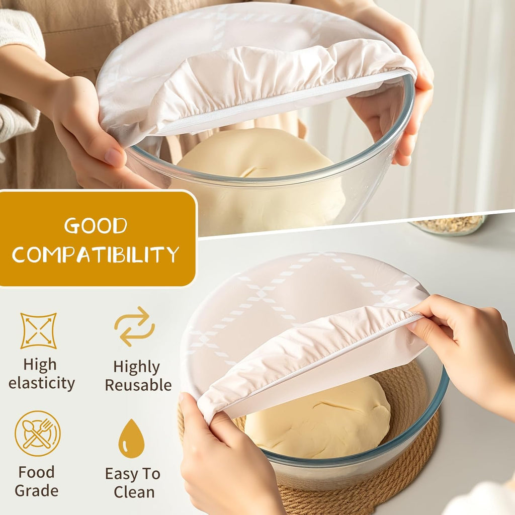 Skiennix Reusable Bowl Covers - 3-Pack Beeswax Covers for Bread Proofing | 100% Organic Cotton, 8/10/12 Inch