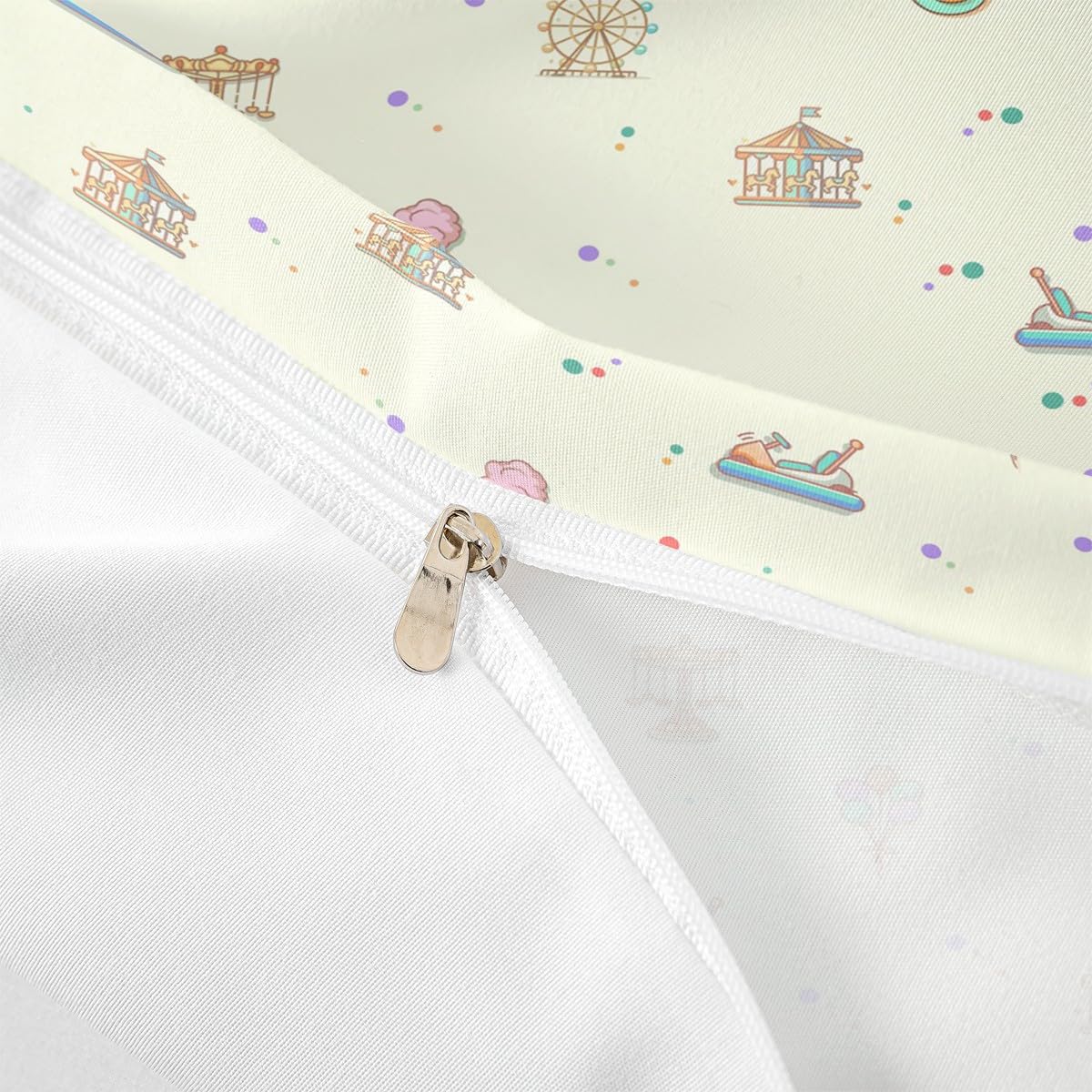Kid Amusement Park Duvet Cover Twin Size,Hot Air Balloon and Carousel Bedding Set with 1 Pillowcase,Child Theme Comforter Cover for Teens Boys Girls Room Decor,Soft Quilt Cover