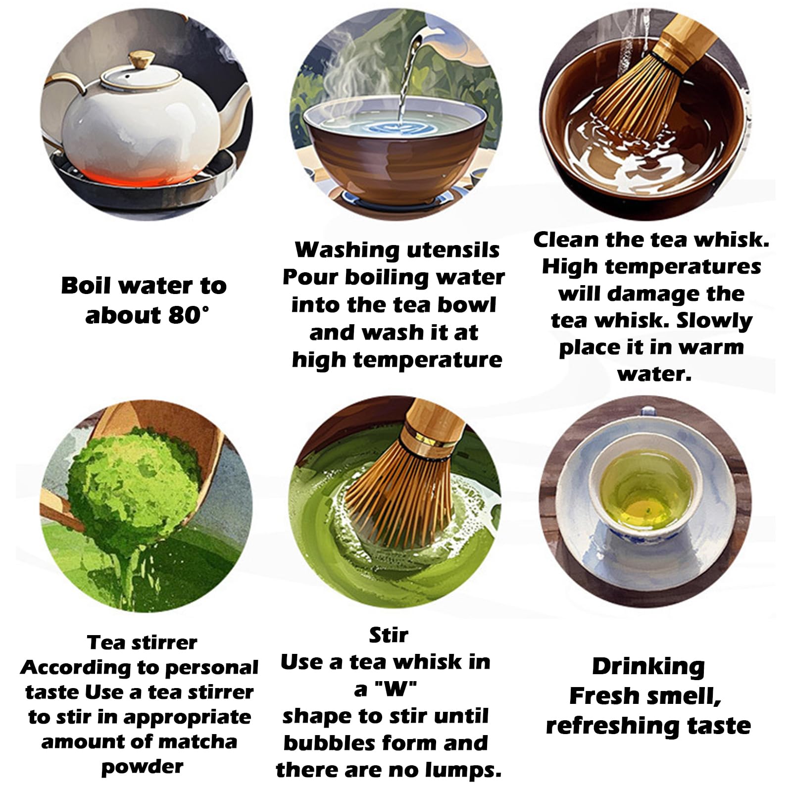 ZQFTZQ Matcha Whisk Set White, Ceramic Matcha Bowl Set with Bamboo Whisk, Holder, Scoop, Rest, Sifter and Towel – Complete 7 PCS Japanese Matcha Kit, Authentic Traditional Matcha Preparation Set