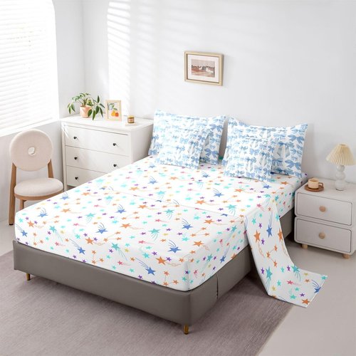 Erosebridal 7 Piece Blue Bowknot Comforter Set with Sheets for Kids Teens Women Cute Ribbon Bow Bed in A Bag Twin,Preppy Trendy Kawaii Coquette Bedding Set Butterfly Knot Bow Tie Bed Set