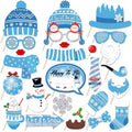 Snowman Photo Booth Props - Winter Wonderland Themed Decorations | 25 Count Set