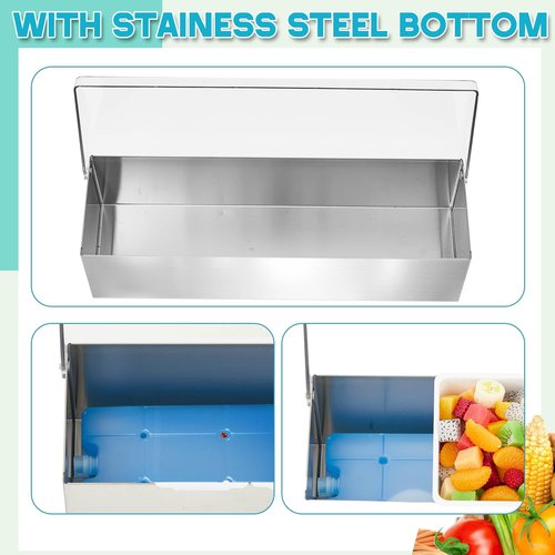 Mifoci 2 Pack Stainless Steel Chilled Condiment Server 4 Removable Slot Toppings Containers with Lid and Bottom Ice Bar Garnish Tray with 9 Silverwares 8 Ice Boxes for Christmas Party, Events and Bar