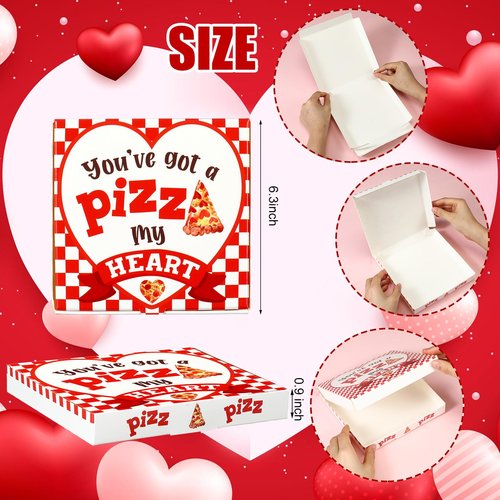 Fullhawl 50 Pcs Valentines Heart Mini Pizza Box Square Cardboard Pizza Box Small Cookie Boxes for Valentine Celebrations Party Favors Birthdays Weddings,(6.3 x 6.3 x 0.9 Inches)