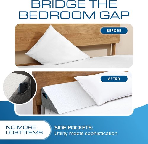 Kolbs Full Size Bed Wedge Pillow - Stylish Headboard Gap Filler for Comfort and Support