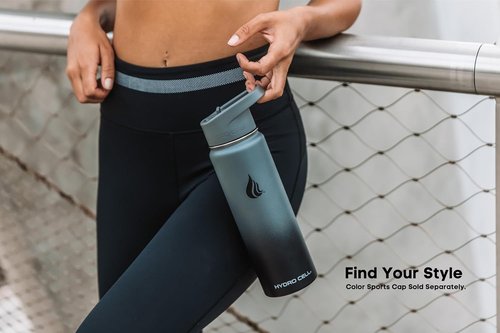 HYDRO CELL Stainless Steel Insulated Water Bottle - Versatile Metal Flask for Hot & Cold Drinks | 24oz Graphite/Black