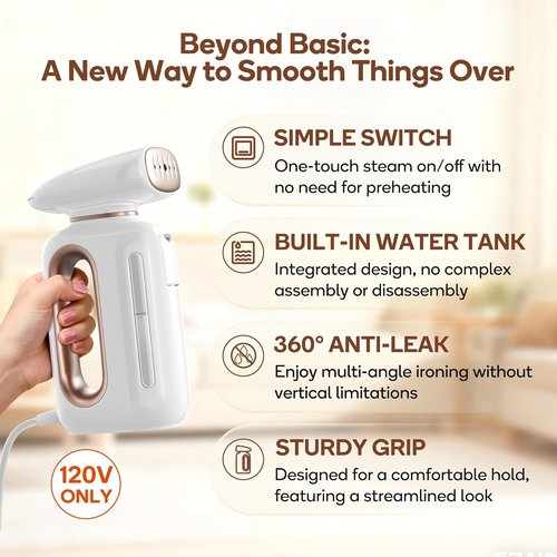 Newbealer Handheld Fabric Steamer - 850W Portable Wrinkle Remover with 30s Fast Heat Up | 230ml Tank for Home & Travel