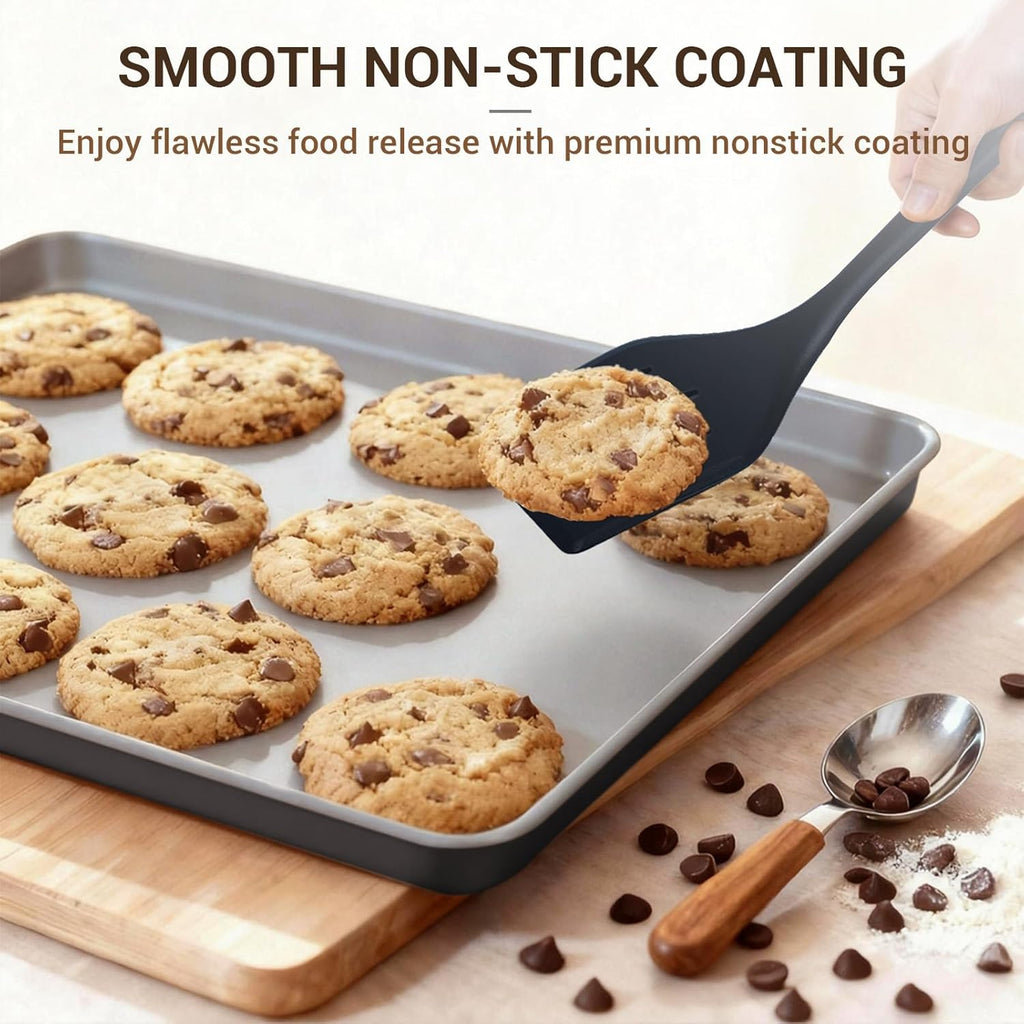 Ammeloo 22-Piece Non-Stick Baking Pans Set - Stackable Bakeware with Oven Mitts & Utensils | Gray & Stone Black