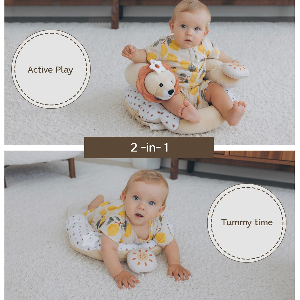 Aila+Aiden Tummy Time Mat & Seated Support - Sensory Toys for Newborns & Babies (Sand)