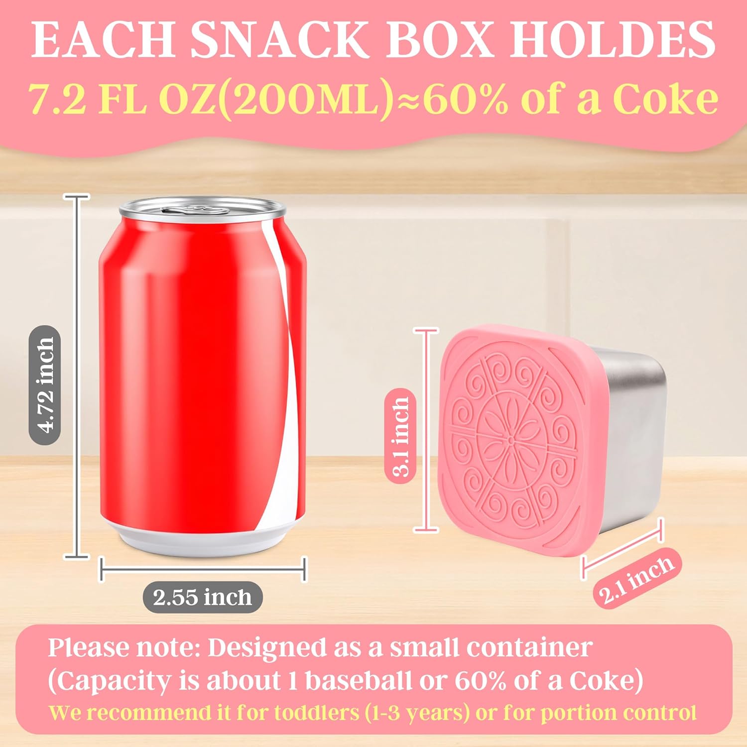 Qukaka Stainless Steel Snack Containers - Leak-Proof, Easy Open, 7.2oz | Reusable Lunch Box Set (3-Pack)