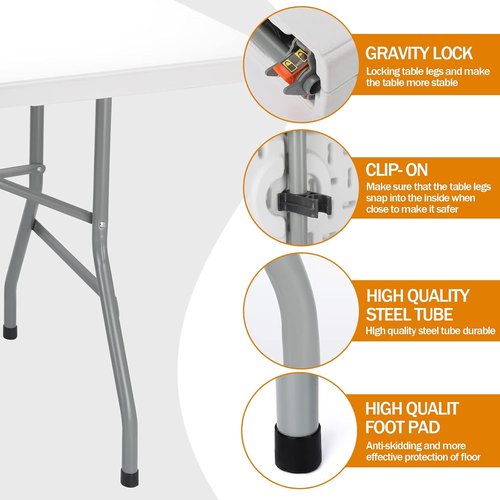 Lakhow Folding Table - 6ft Heavy Duty Portable Table for Indoor & Outdoor Use | Easy Storage, No Assembly, White