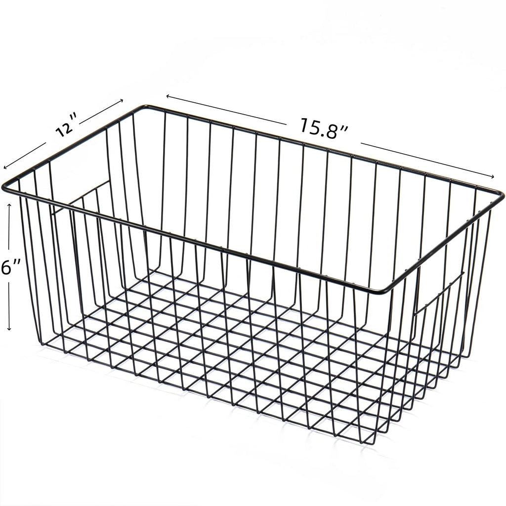 Nprohuge 4 Pack Freezer Organizer Bins - Stand up Freezer Organizers for 16 Cu.Ft Upright Freezer, Easily Get Food Improve Air Circulation, Wire Storage Baskets, Black