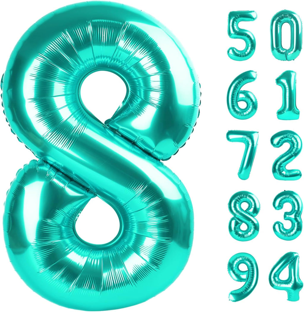 Teal Blue Number 8 Balloon - 40 Inch Birthday Decoration for Girls | Perfect 8th Birthday Party Supplies