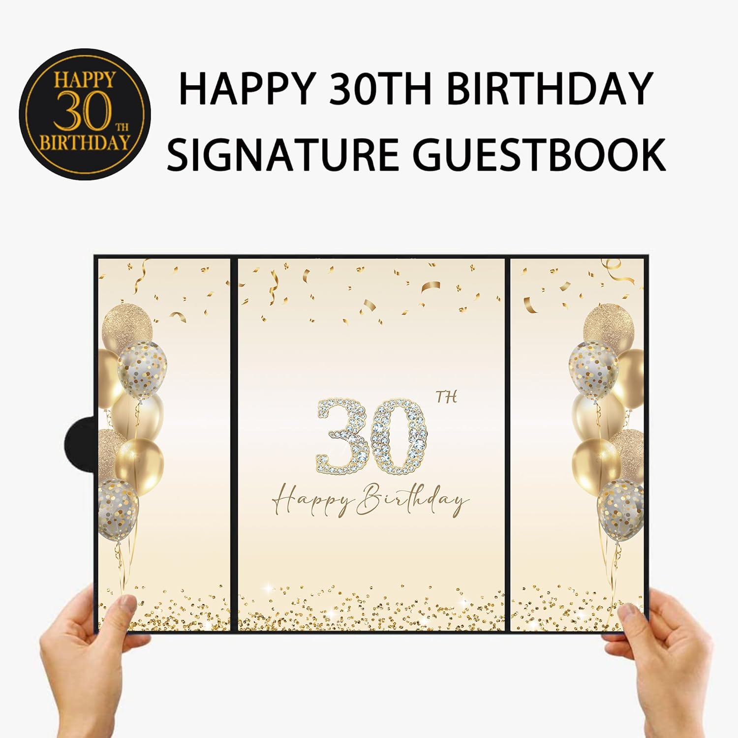 DARUNAXY 30th Birthday Party Decorations - Alternative Signature Guest Book | Black Gold Theme