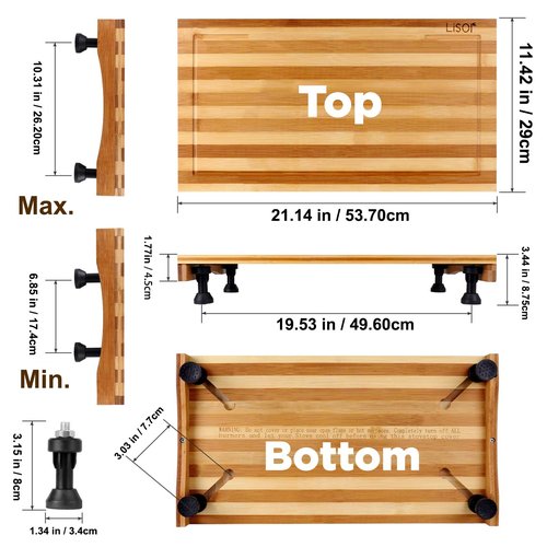 Bamboo Stovetop Cover&Countertop Cutting Board with Adjustable Legs, 21.14 x 11.42 inches Dual-purpose Chopping Board for Electric Stove Burner, Workspace Block Cover for RV Camping Camper Gas