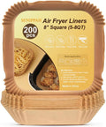 Air Fryer Liner - 200 Pcs Unbleached Disposable Parchment Paper | Non-Stick & Leak-Proof for 5-8 QT Baskets