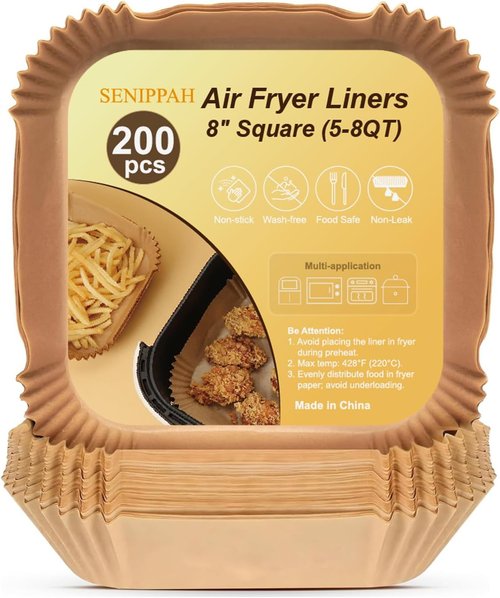 Air Fryer Liner - 200 Pcs Unbleached Disposable Parchment Paper | Non-Stick & Leak-Proof for 5-8 QT Baskets