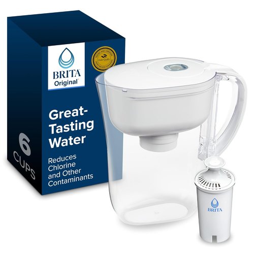 Brita Metro Water Filter Pitcher - BPA-Free with SmartLight Indicator | 6-Cup Capacity, White, Lasts 2 Months