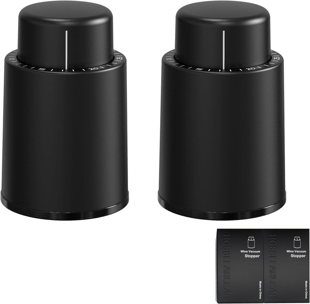 Wine Stoppers Vacuum, Reusable Silicone Wine Bottle Stopper Wine Saver Wine Preserver with Date Dial, Best Christmas and Birthday Gifts - 2 Pack