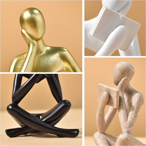 suruim Gold Reading Women Statue, Thinker Sculptures, Abstract Art Figurine, Gold Shelf Decor, Gold Desk Decor, Bookshelf Decorations for Home, Living Room, Bedroom, Office, Table, Reading Room (A)