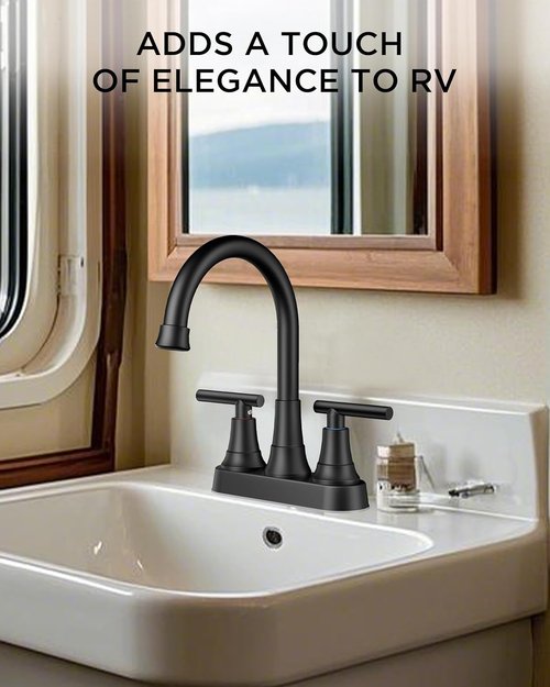 FORIOUS Matte Black Bathroom Faucet - 360° Spout with Pop-Up Drain | 4-Inch Centerset, Two Handles