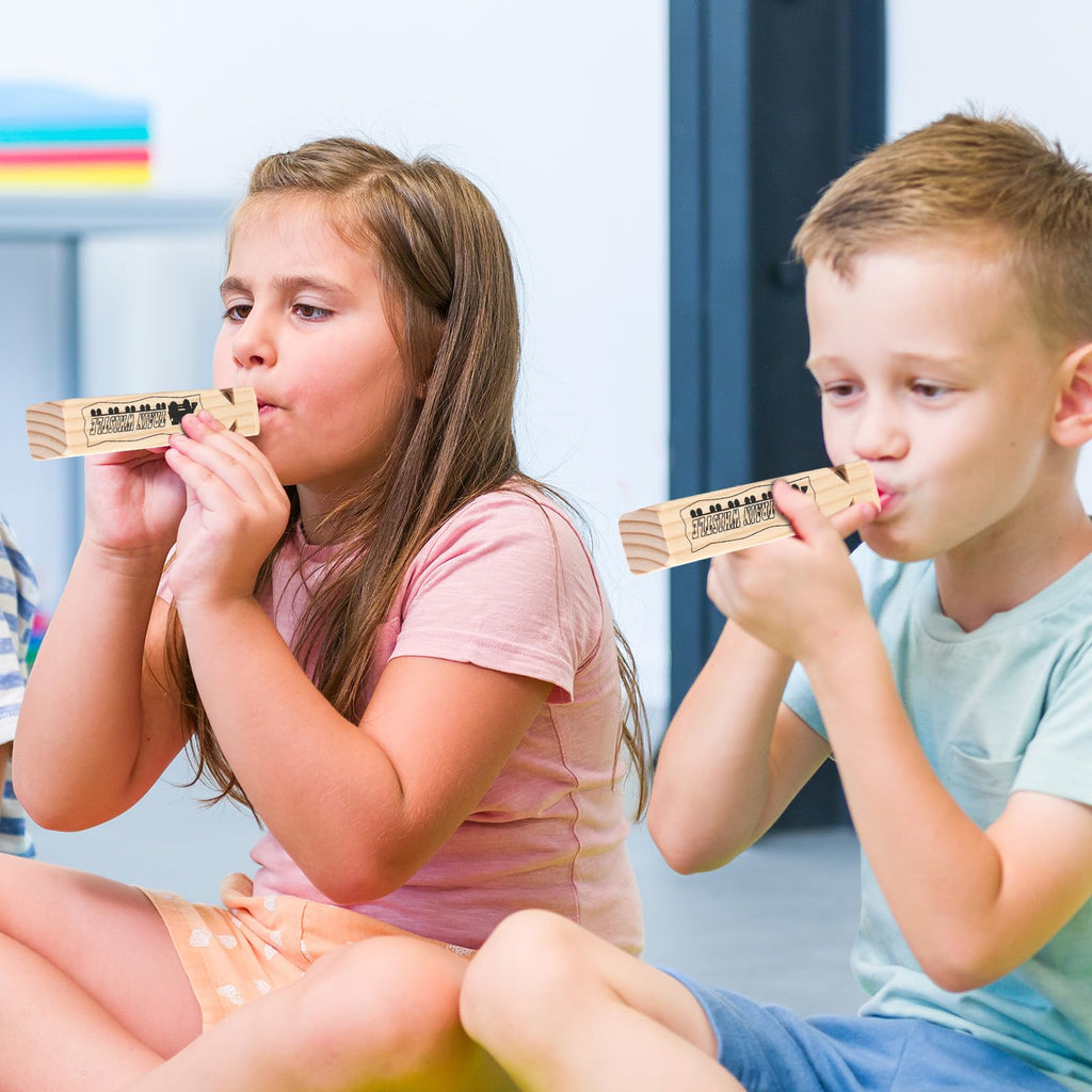 Lenwen 24 Pcs 7.4" Wooden Train Whistles for Kids 4 Tones Train Themed Party Favors Noisemaker Toys for Birthday Party Carnival Prize Educational Game