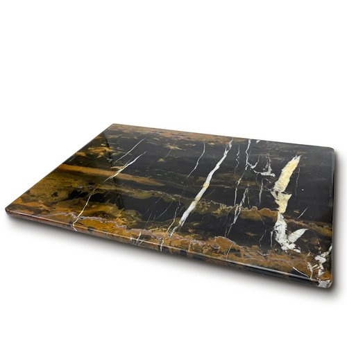 TheWolfard Black Multi Marble cutting board Best cheese - Pastry board and dough rolling Tray for Kitchen & Housewarming Gifts with Handmade Edges & Non-Slip Scratch Proof Pad 12x16