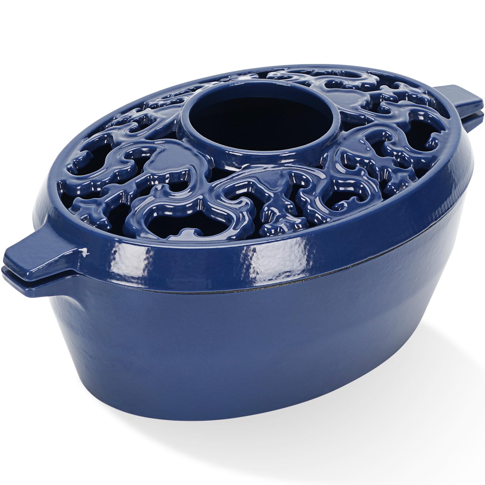 Wood Stove Steamer,2.5Quart Cast Iron Humidifier for Wood Stove,Large Capacity Wood Stove Humidifier,Large Diameter Mouth Lattice Top Rust Resistant Fireplace Humidifier Pot,Black