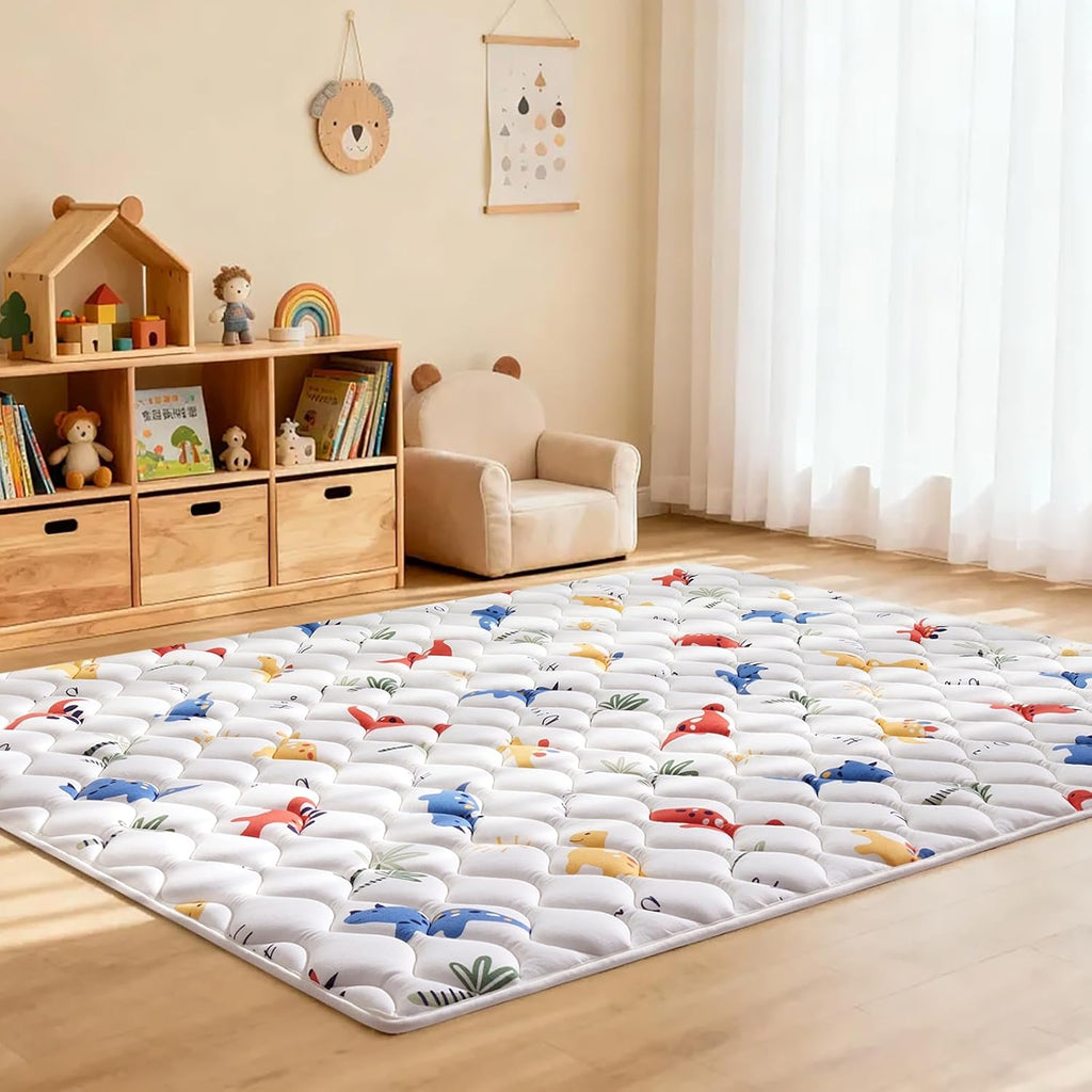 Odorless Premium Foam Baby Play Mat - Soft Hypoallergenic Crawling Mat | 50" x 50" Non-Slip Cushioning